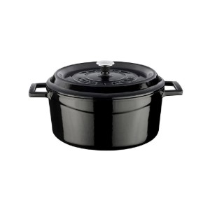 Saucepan, cast iron, 24 cm, "Trendy" range, black - LAVA brand