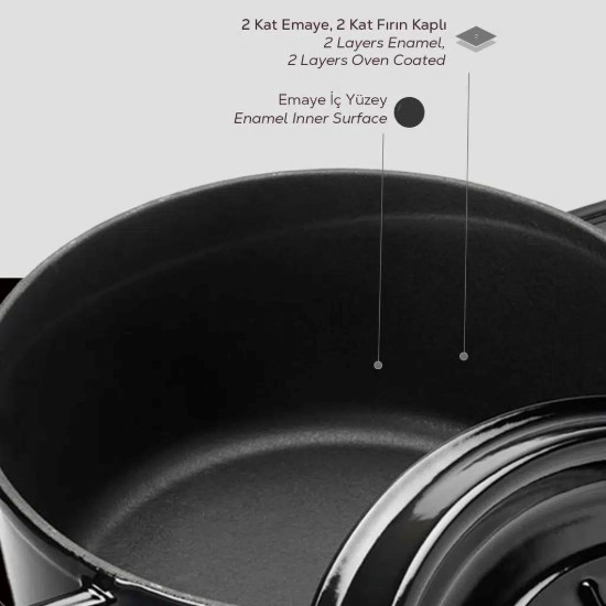 Kochtopf, Gusseisen, 24 cm, Sortiment "Trendy", schwarz - Marke LAVA