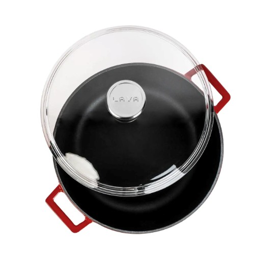 Kochtopf, Gusseisen, 28 cm, Serie "Glaze", rot - Marke LAVA
