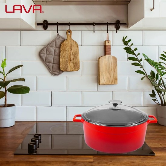 Kochtopf, Gusseisen, 28 cm, Serie "Glaze", rot - Marke LAVA
