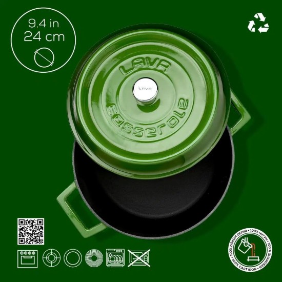 Stielkasserolle, Gusseisen, 24 cm / 4,5 L, "Trendy", grün - LAVA
