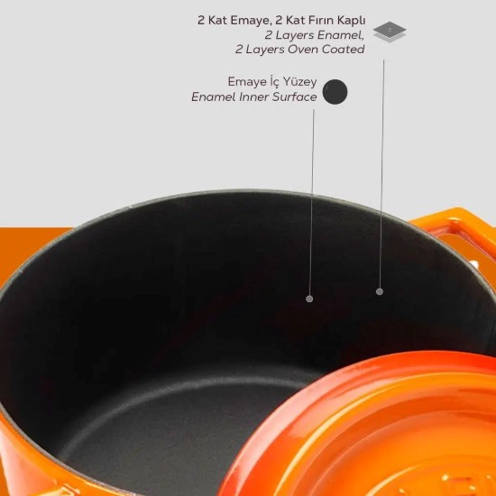 Stielkasserolle, Gusseisen, "Trendy", 24 cm, orange Farbe - LAVA