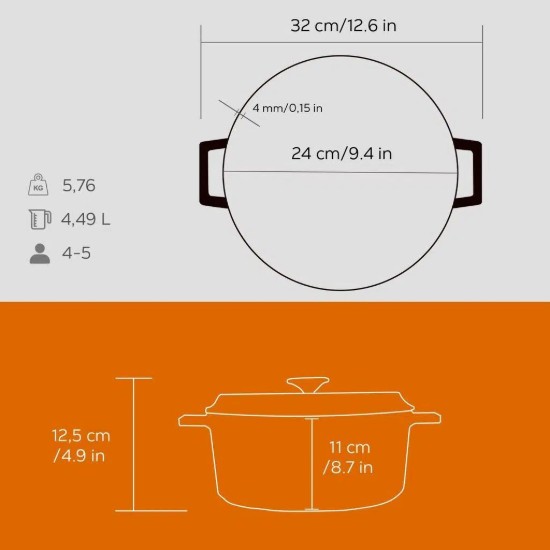Stielkasserolle, Gusseisen, "Trendy", 24 cm, orange Farbe - LAVA