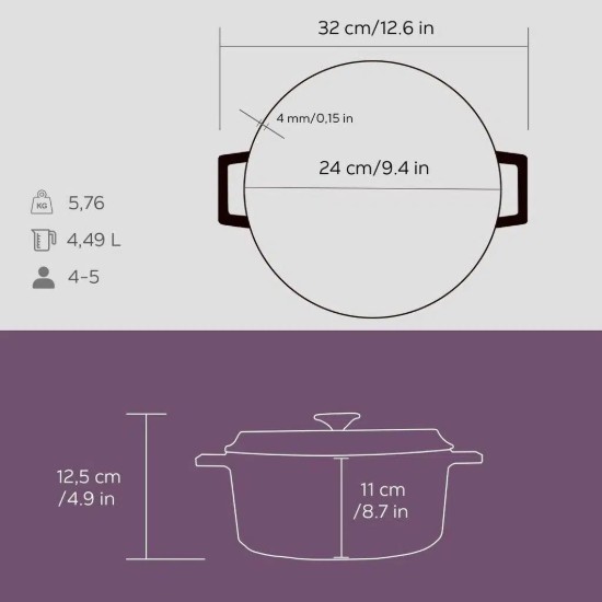 Stielkasserolle, Gusseisen, 24 cm, "Trendy", lila - Marke LAVA