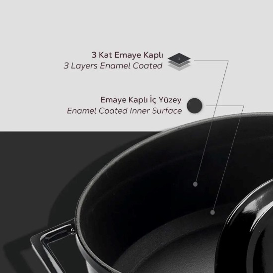 Saucepan, cast iron, 28 cm, 6.7 l, 'Folk', black - LAVA