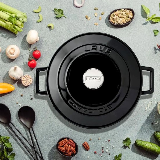 Saucepan, cast iron, 28 cm, 6.7 l, 'Folk', black - LAVA