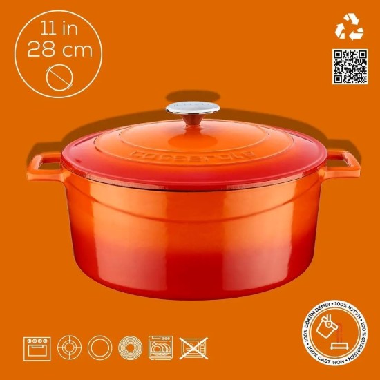 Kastrul, malm, 28 cm/6,7 l, "Folk", oranž värv - LAVA kaubamärk