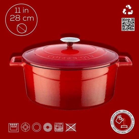 Kastrul, malm, 28 cm, 6,7 l, "Folk" sari, punane - LAVA kaubamärk