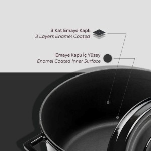 Kochtopf, Gusseisen, 28 cm, Serie "Trendy", schwarz - Marke LAVA