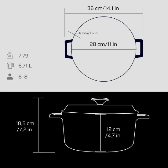 Saucepan, ħadid fondut, 28 cm, firxa "Trendy", iswed - marka LAVA