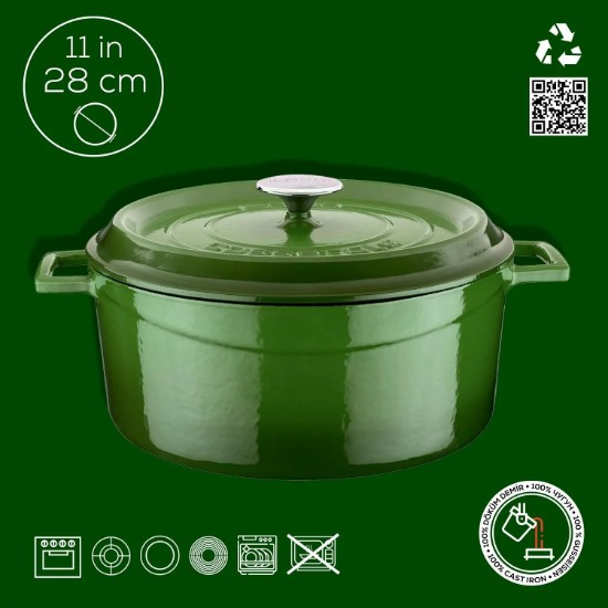 Stielkasserolle, Gusseisen, 28 cm, "Trendy", grün - Marke LAVA