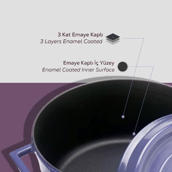 Topf, Gusseisen, 28 cm, <<Trendy>>, lila - LAVA