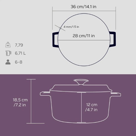 Topf, Gusseisen, 28 cm, <<Trendy>>, lila - LAVA