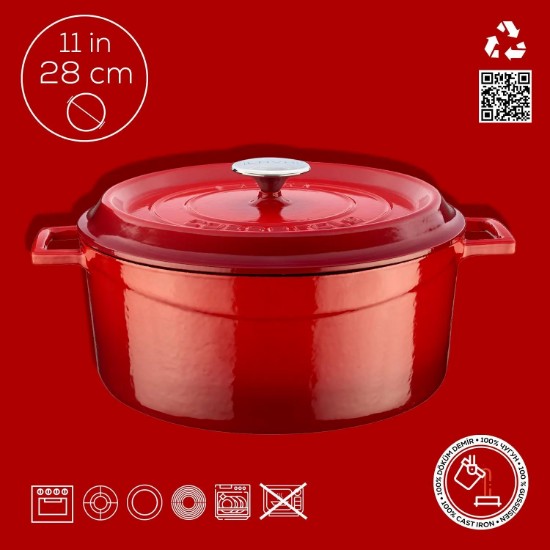 Topf, Gusseisen, 28 cm, Marke "Trendy", rot - Marke LAVA