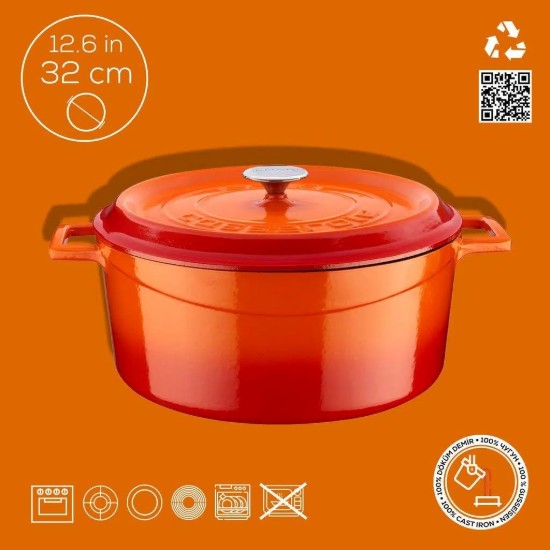 Topf, Gusseisen, 32 cm, "Trendy", orange Farbe - Marke LAVA