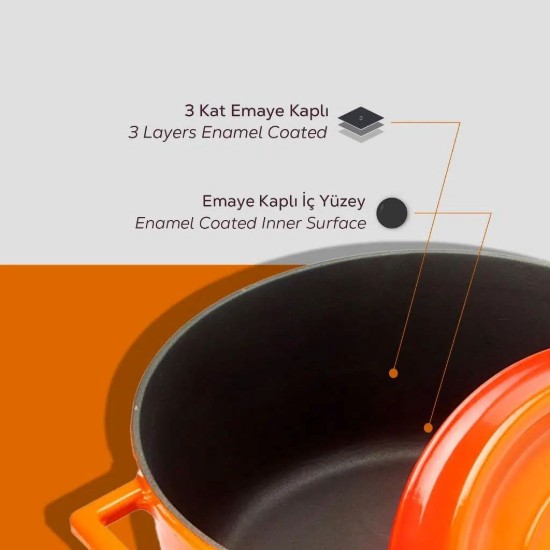 Topf, Gusseisen, 32 cm, "Trendy", orange Farbe - Marke LAVA