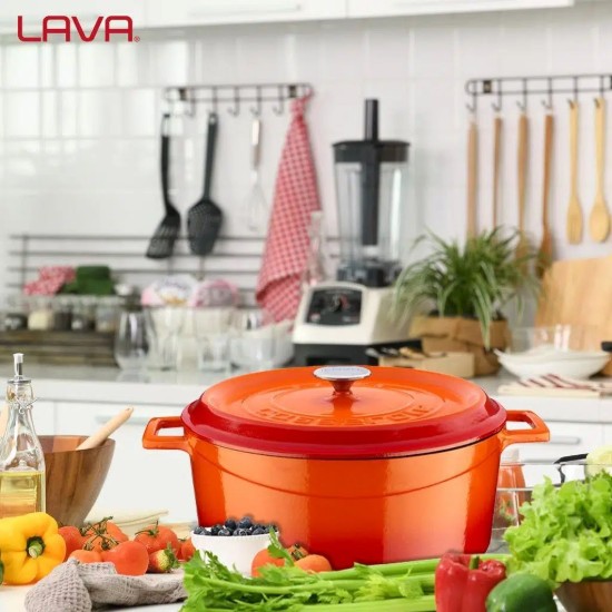 Topf, Gusseisen, 32 cm, "Trendy", orange Farbe - Marke LAVA