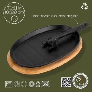 Oval Fajita pan, cast iron, 28 x 18 cm - LAVA
