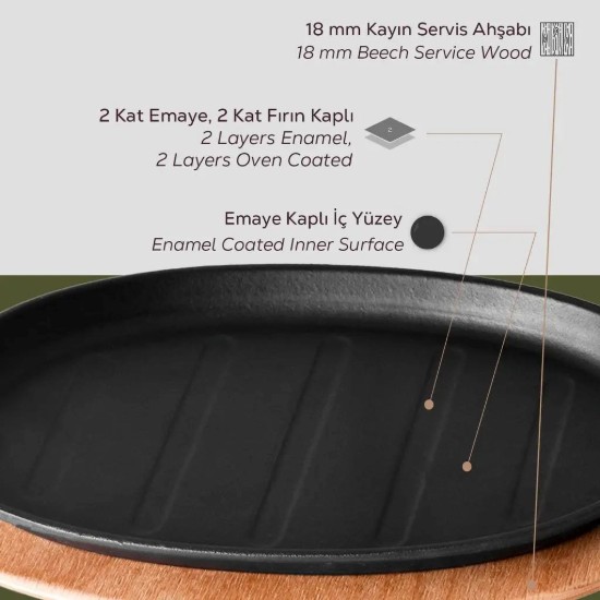 Oval Fajita pan, cast iron, 28 x 18 cm - LAVA