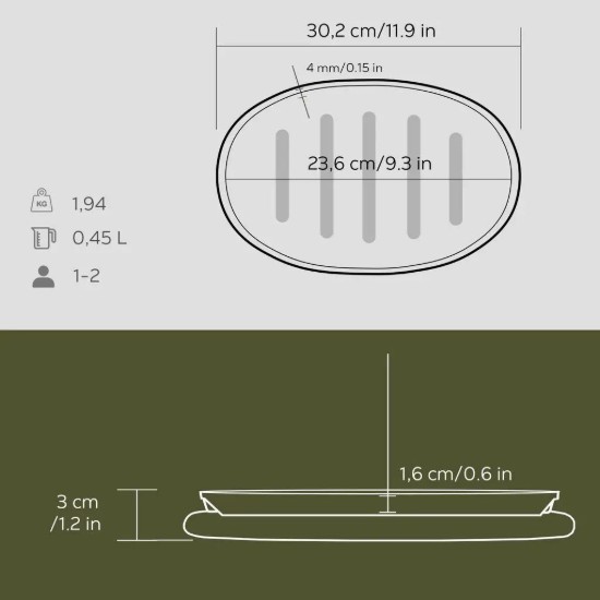 Oval Fajita pan, cast iron, 28 x 18 cm - LAVA