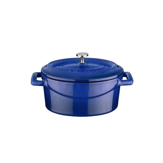 Ovaler Mini-Kochtopf, Gusseisen, 12cm/0,36L, "Trendy", Blau - LAVA