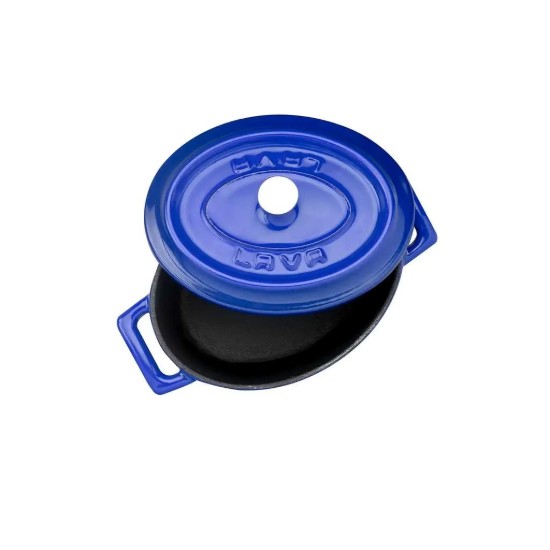 Ovaler Mini-Kochtopf, Gusseisen, 12cm/0,36L, "Trendy", Blau - LAVA