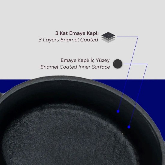 Ovaler Mini-Kochtopf, Gusseisen, 12cm/0,36L, "Trendy", Blau - LAVA