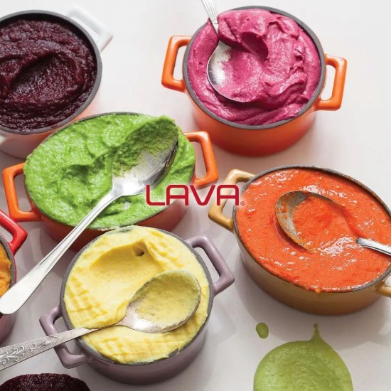 Ovaler Mini-Kochtopf, Gusseisen, 12cm/0,36L, "Trendy", Blau - LAVA