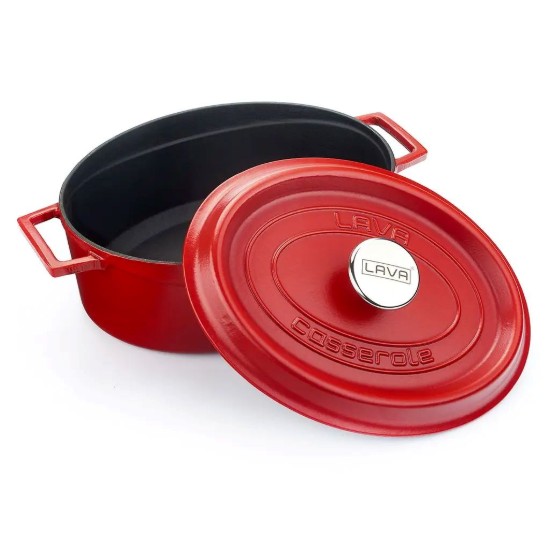 Oval saucepan, cast iron, 29 cm, "Spring" range, red - LAVA brand