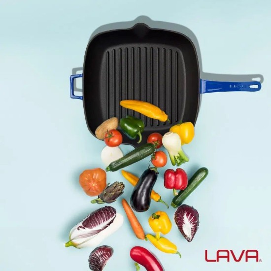 Grill pan with lid, 26 x 26 cm, "Glaze" range, blue - LAVA brand