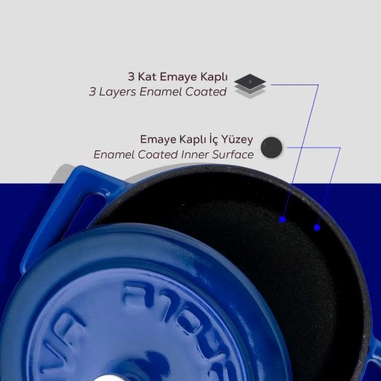 Casseruola, serie "Folk", ghisa, 10 cm, blu - marca LAVA