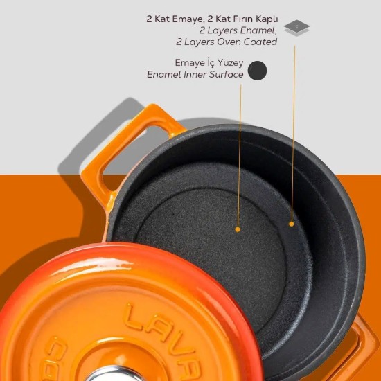 Mini-lonac, lijevano željezo, 12cm/0,53L, "Trendy", Orange - LAVA