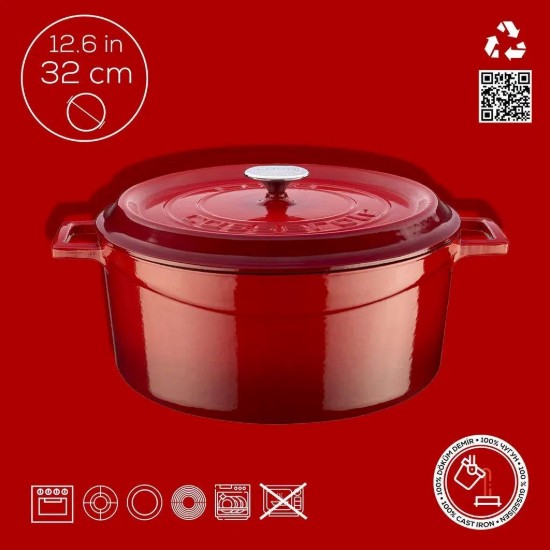 Auflaufform, Gusseisen, 32 cm/9,86 l, Serie „Trendy“, rot - Marke LAVA