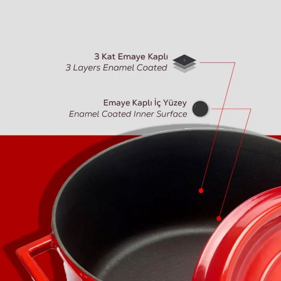 Auflaufform, Gusseisen, 32 cm/9,86 l, Serie „Trendy“, rot - Marke LAVA