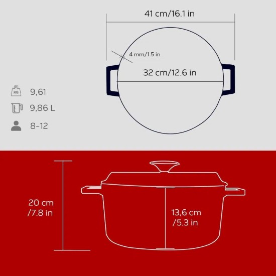 Auflaufform, Gusseisen, 32 cm/9,86 l, Serie „Trendy“, rot - Marke LAVA