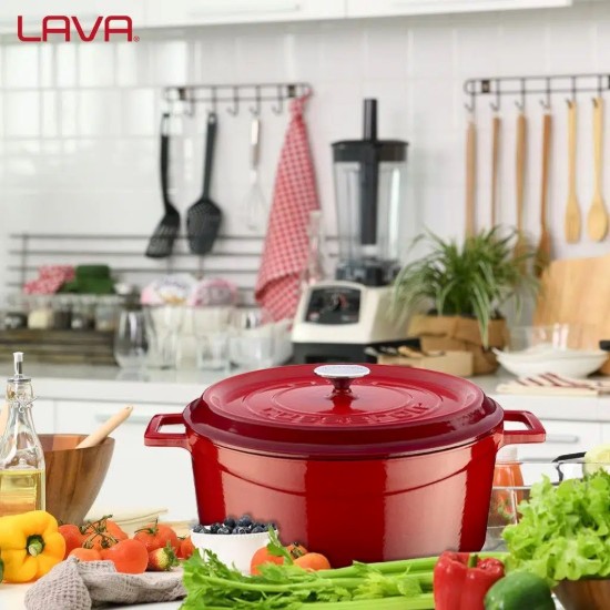 Auflaufform, Gusseisen, 32 cm/9,86 l, Serie „Trendy“, rot - Marke LAVA