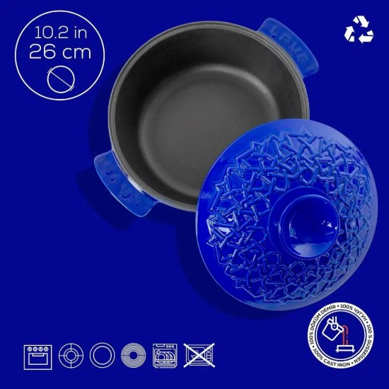 Saucepan, cast iron, 26 cm / 4.35 L, "Anatolia", Majolica Blue - LAVA