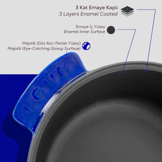 Saucepan, cast iron, 26 cm / 4.35 L, "Anatolia", Majolica Blue - LAVA