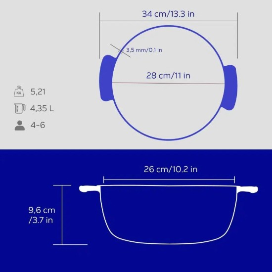 Saucepan, cast iron, 26 cm / 4.35 L, "Anatolia", Majolica Blue - LAVA