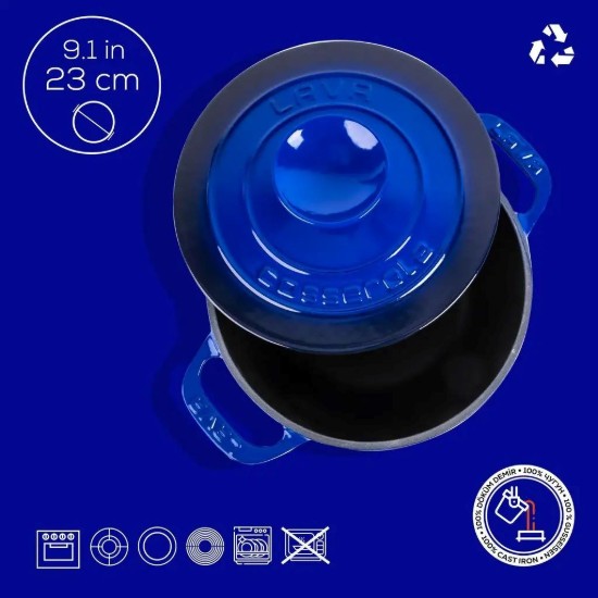 Topf, Gusseisen, 23 cm / 4.9 L, "Experience", Blau - LAVA