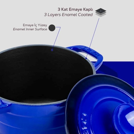 Topf, Gusseisen, 23 cm / 4.9 L, "Experience", Blau - LAVA