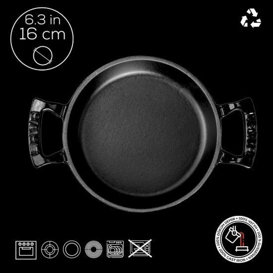Tablett aus Gusseisen, 16 cm, schwarz - Marke LAVA