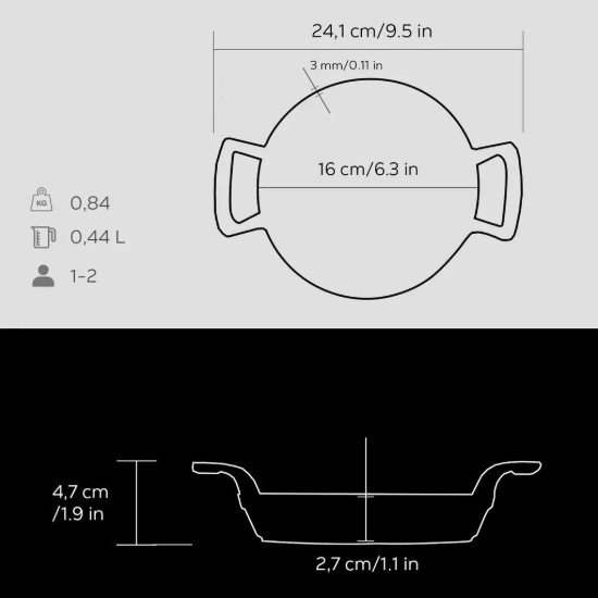 Tablett aus Gusseisen, 16 cm, schwarz - Marke LAVA
