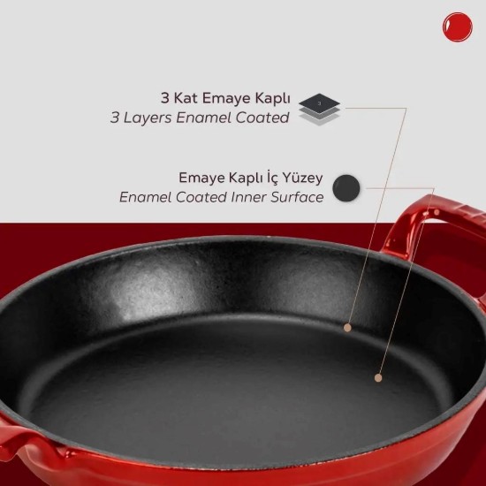 Cast iron dish, 16 cm, red - LAVA brand