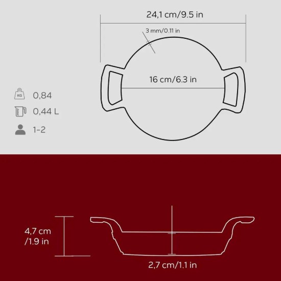 Cast iron dish, 16 cm, red - LAVA brand