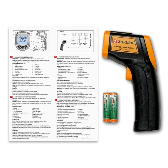 Termômetro infravermelho sem contato - Zokura