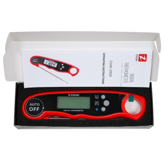 Termômetro digital de cozinha com leitura instantânea, vermelho - Zokura