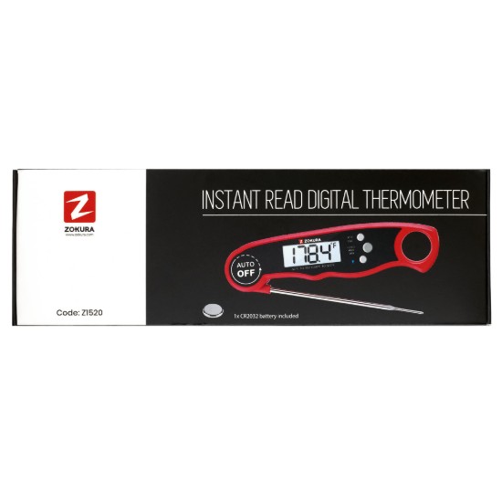 Termômetro digital de cozinha com leitura instantânea, vermelho - Zokura