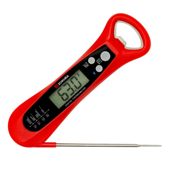 Termômetro digital de cozinha com abridor de garrafas embutido, vermelho - Zokura