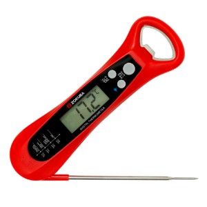 Termômetro digital de cozinha com abridor de garrafas embutido, vermelho - Zokura